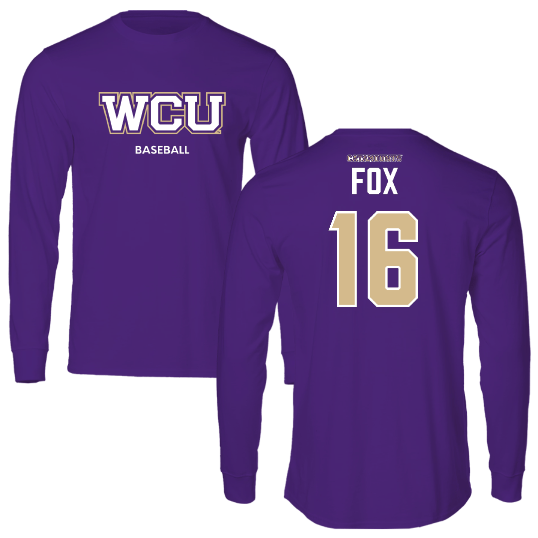 Western Carolina University Baseball Purple Performance Long Sleeve - #16 Walker Fox