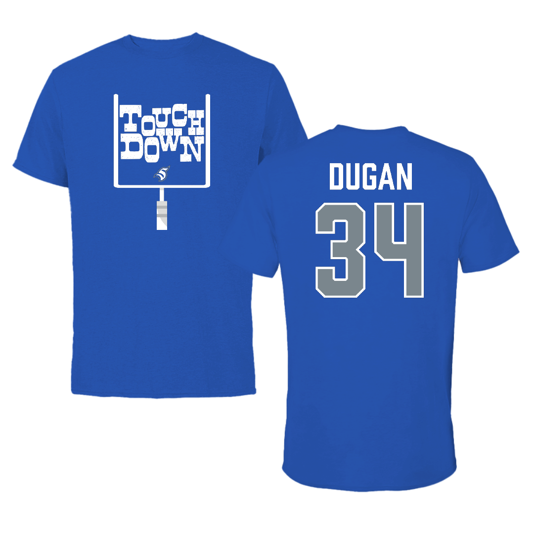 Thomas More University Football Blue Touchdown Tee - #34 Joshua Dugan