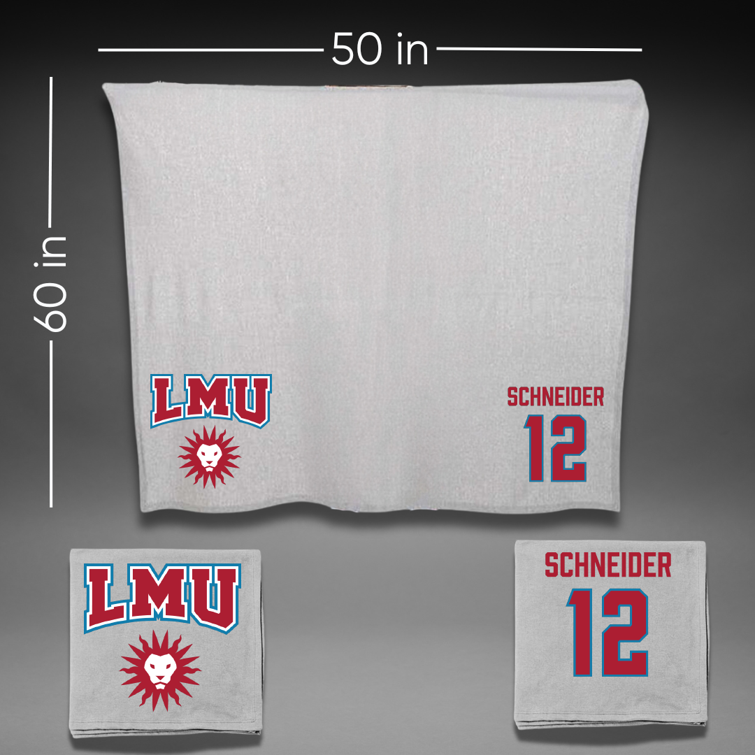 Loyola Marymount University Baseball Gray Blanket - #12 Maxwell Schneider