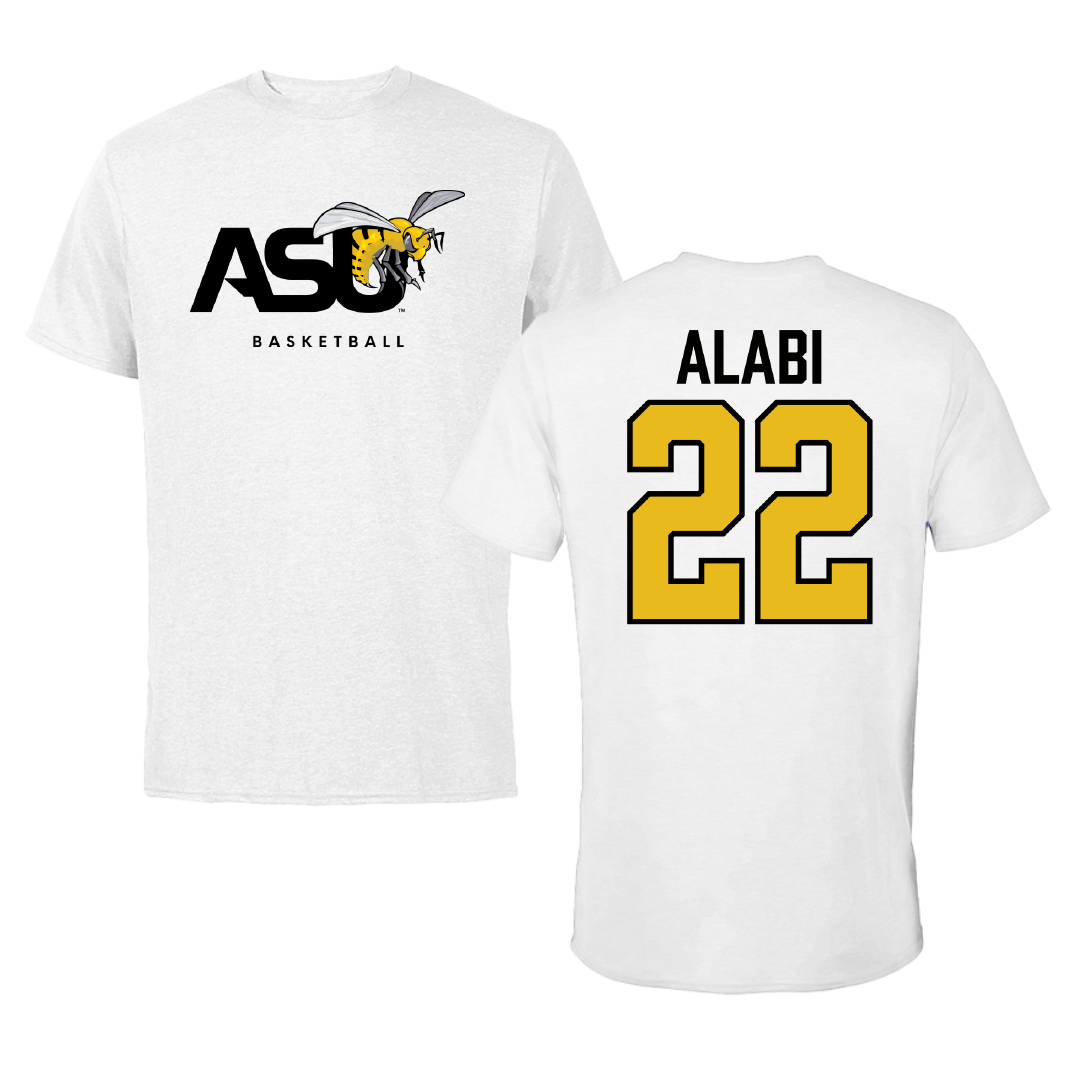 Alabama State University Basketball White ASU Performance Tee - #22 Kevin Alabi
