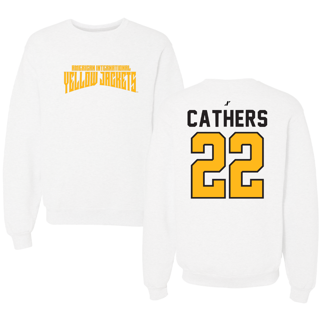 American International College Rugby White Classic Crewneck - #22 Tyler Cathers