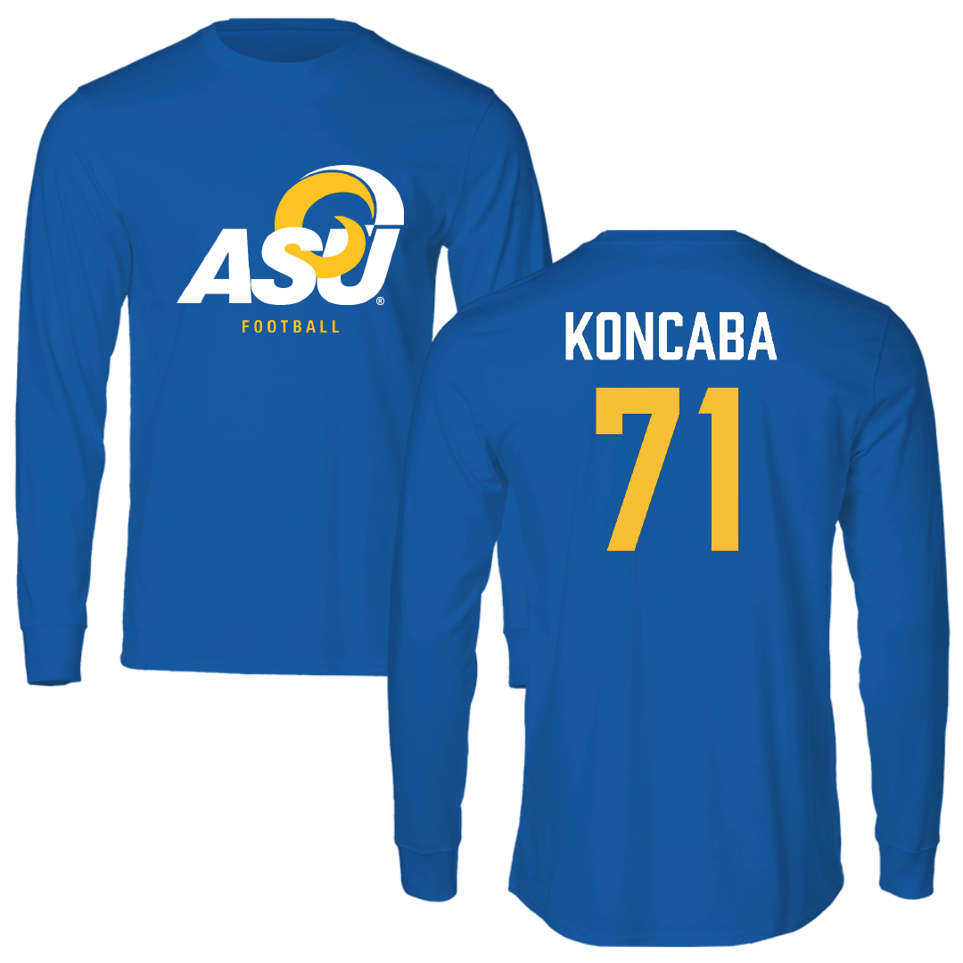 Angelo State University Football Blue Performance Long Sleeve - #71 Victor Koncaba
