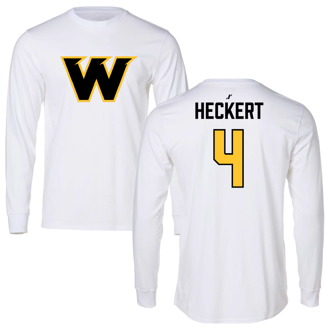 Wayne State College (Nebraska) Rugby (W) White Performance Long Sleeve - #4 Haddi Heckert