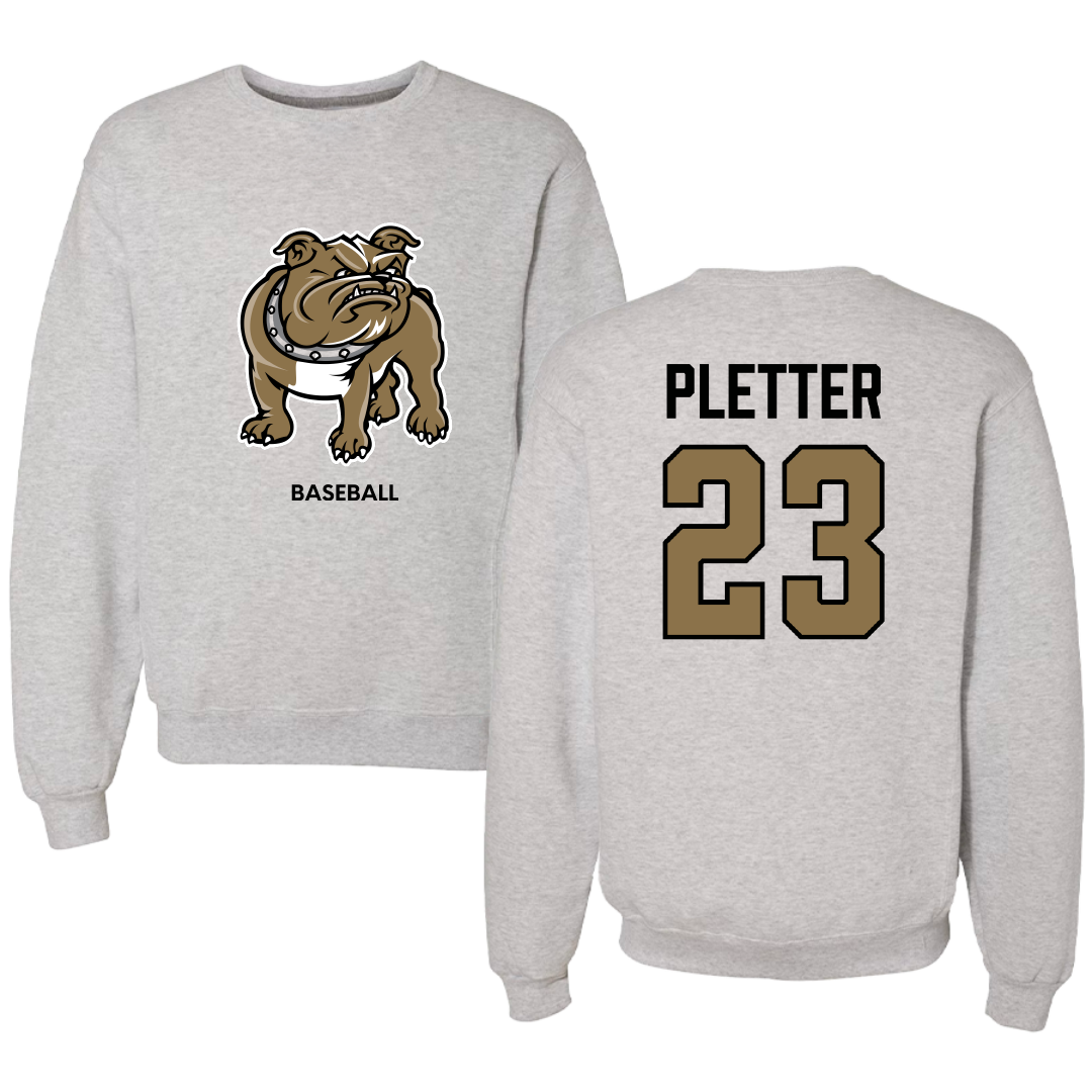 Bryant University Baseball Light Gray Crewneck - #23 Jack Pletter