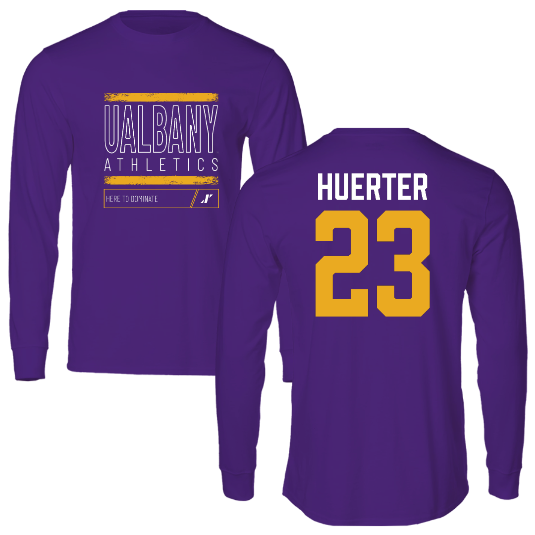 University at Albany Basketball Purple Dominate Performance Long Sleeve - #23 Meghan Huerter