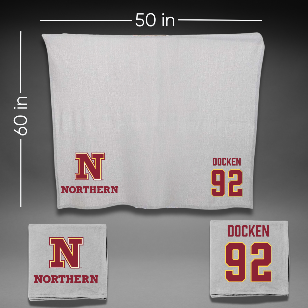 Northern State University Football Gray Blanket - #92 Keaton Docken