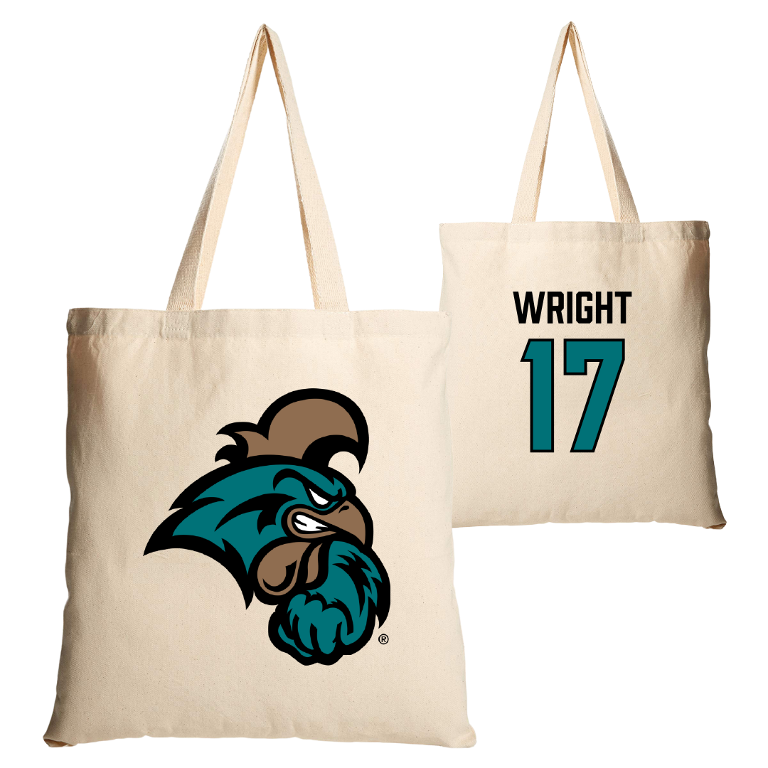 Coastal Carolina University Football Tan Canvas Tote Bag - #17 Cameron Wright