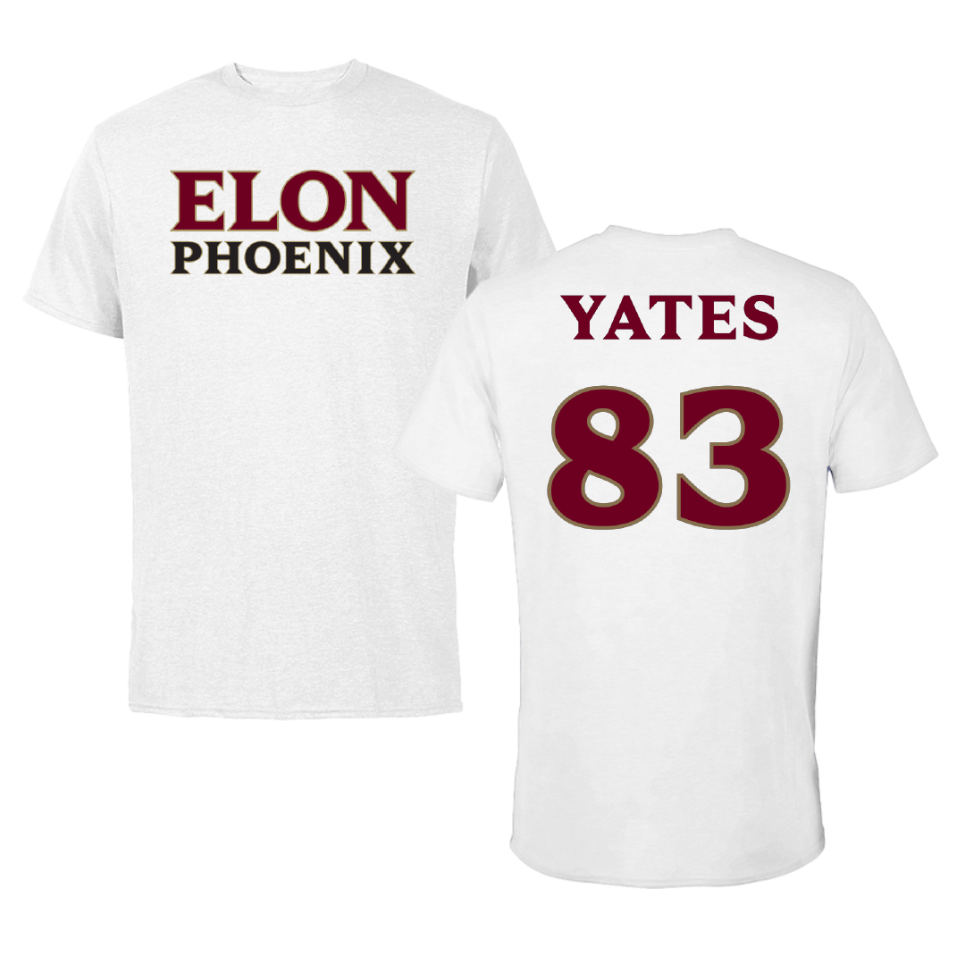 Elon University Football White Tee - #83 Cord Yates