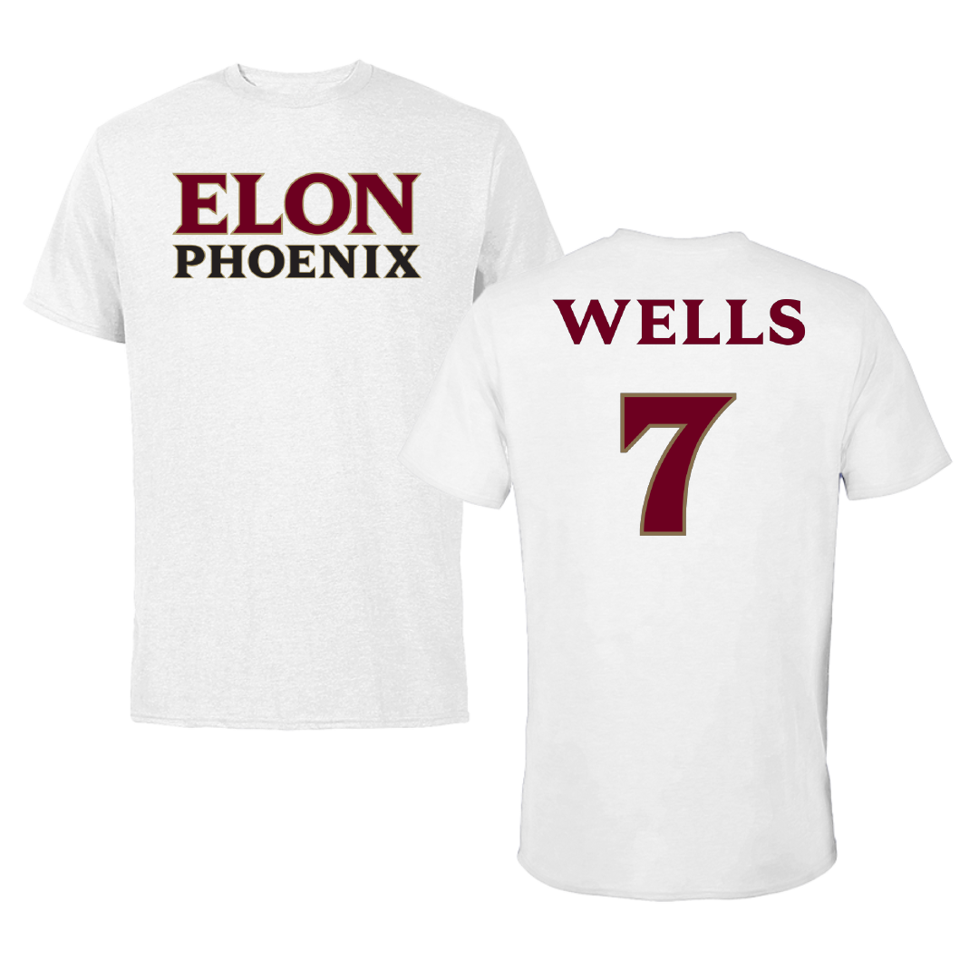Elon University Softball White Tee - #7 Meredith Wells