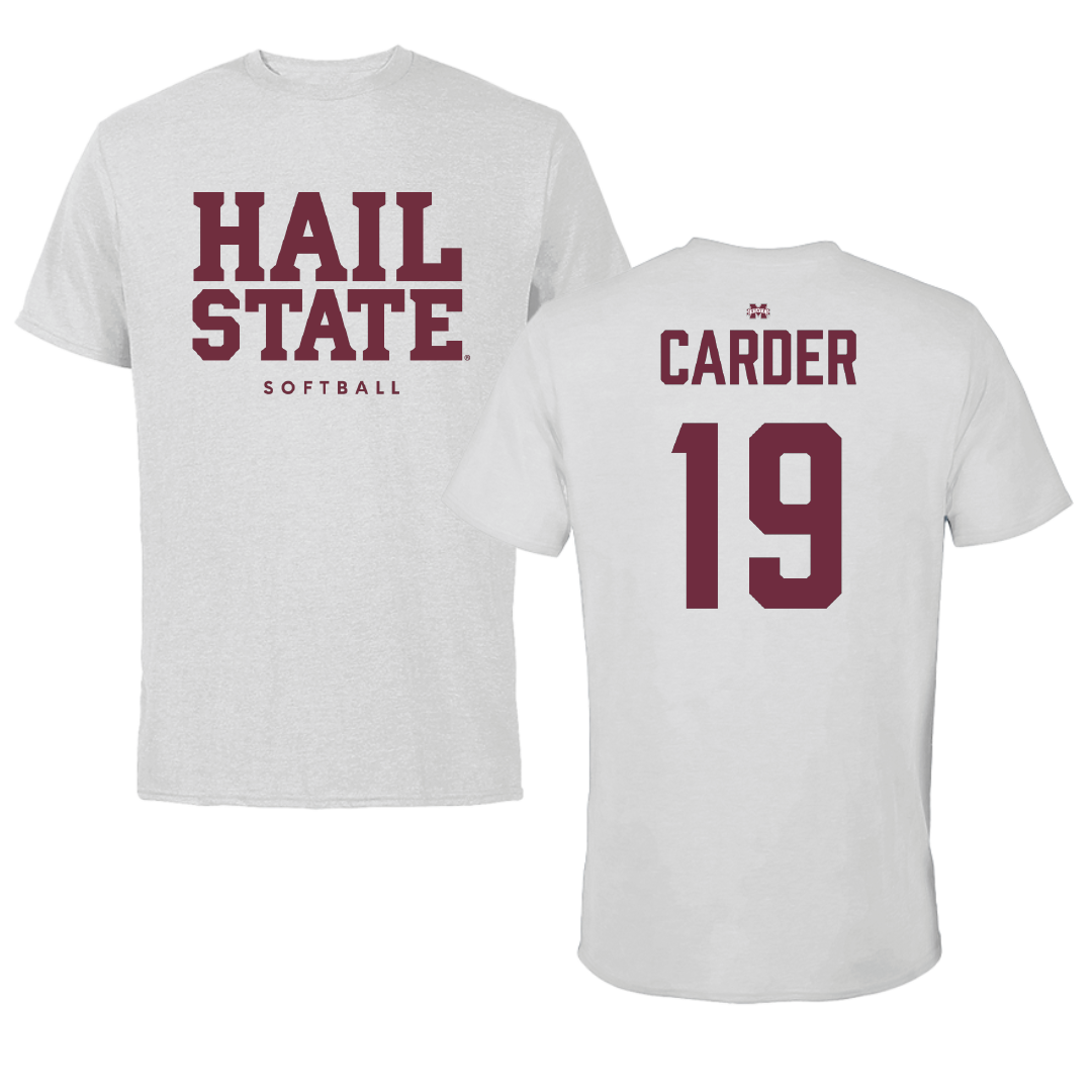 Mississippi State University Softball Solid Athletic Gray Performance Tee - #19 Anna Carder