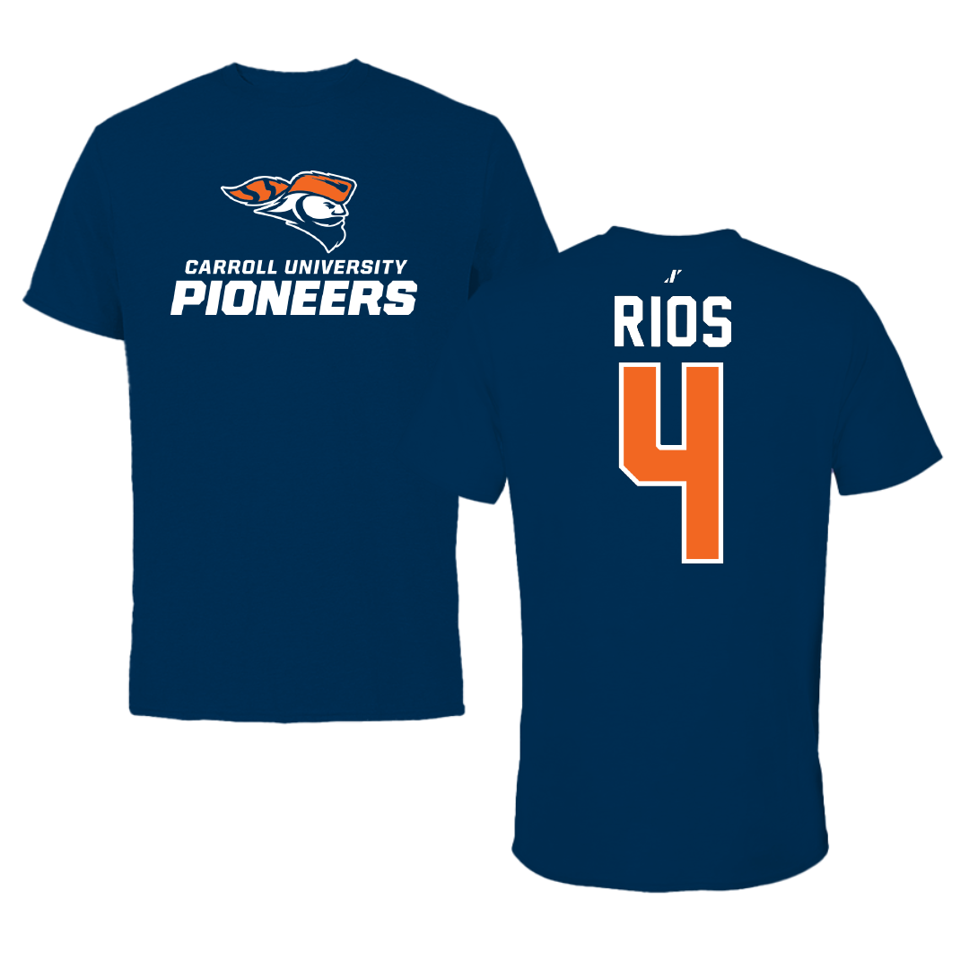 Carroll University Football Navy Tee - #4 Santiago Rios