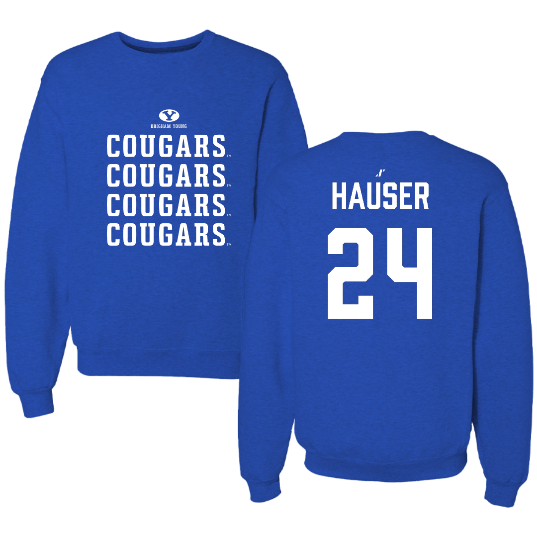 Brigham Young University Volleyball (M) Blue General Crewneck - #24 Cole Hauser