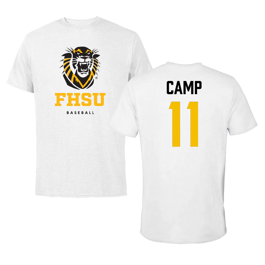 Fort Hays State University Baseball White Performance Tee - #11 Caleb Camp