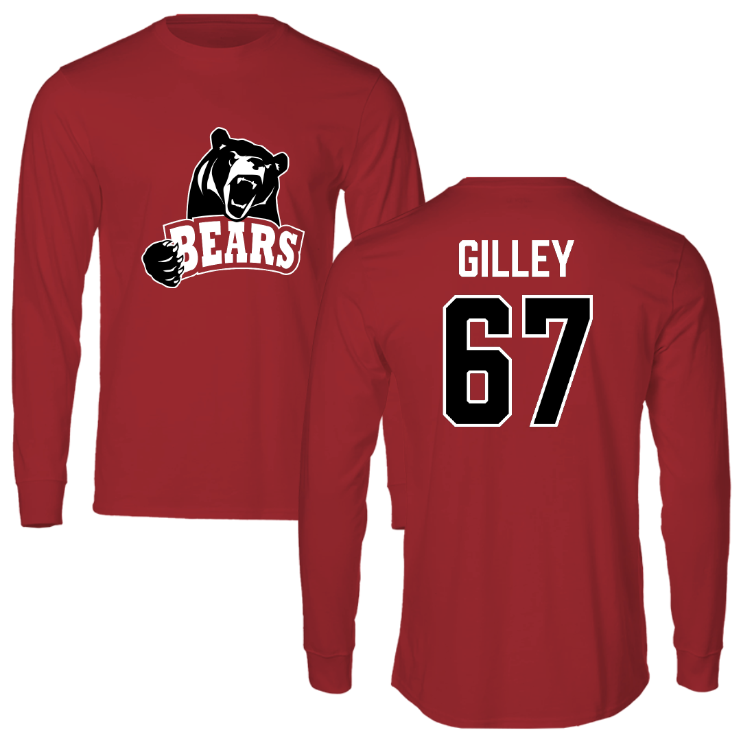 Lenoir-Rhyne University Football Canvas Red Long Sleeve - #67 Nathan Gilley