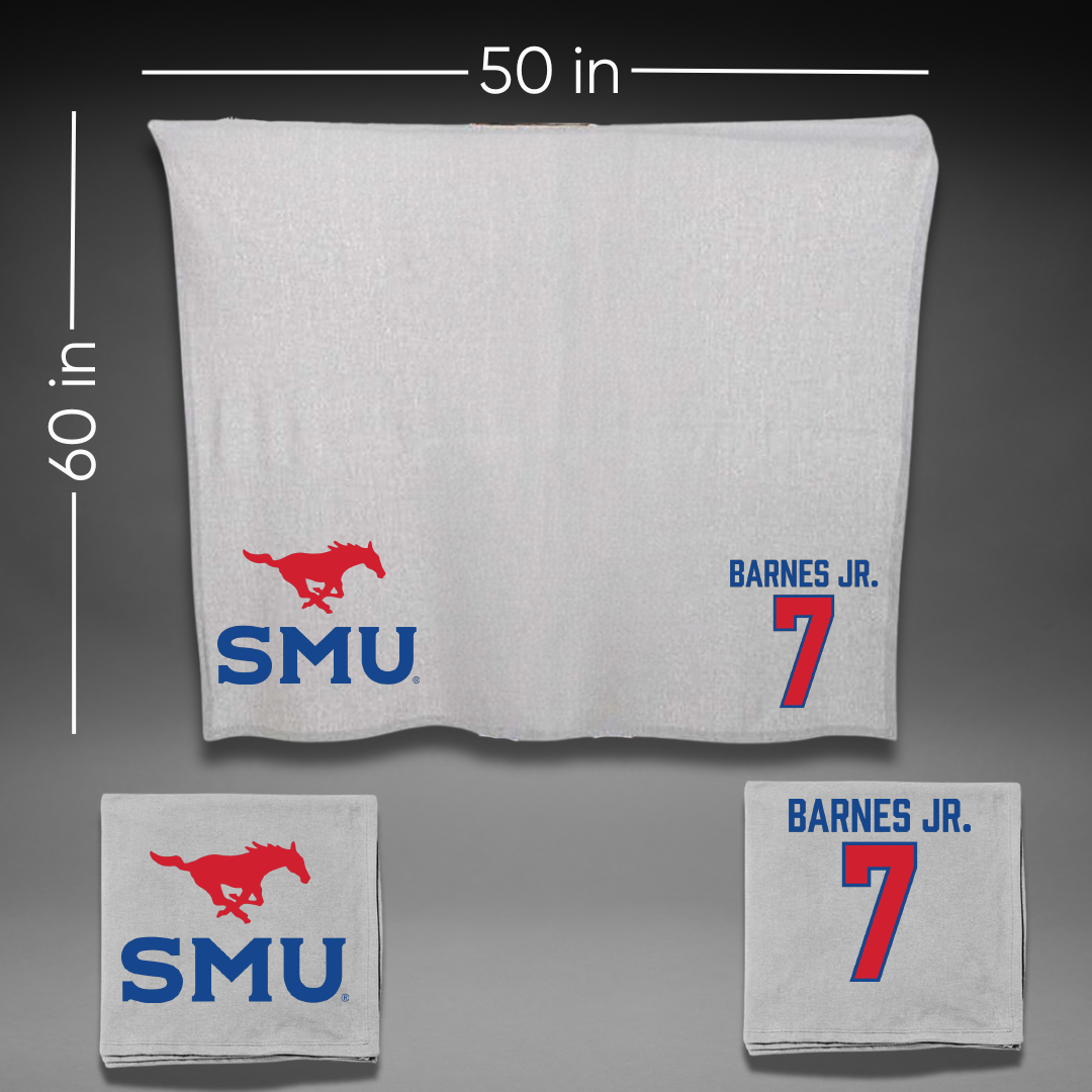 Southern Methodist University Football Gray Blanket - #7 Marcellus Barnes Jr.