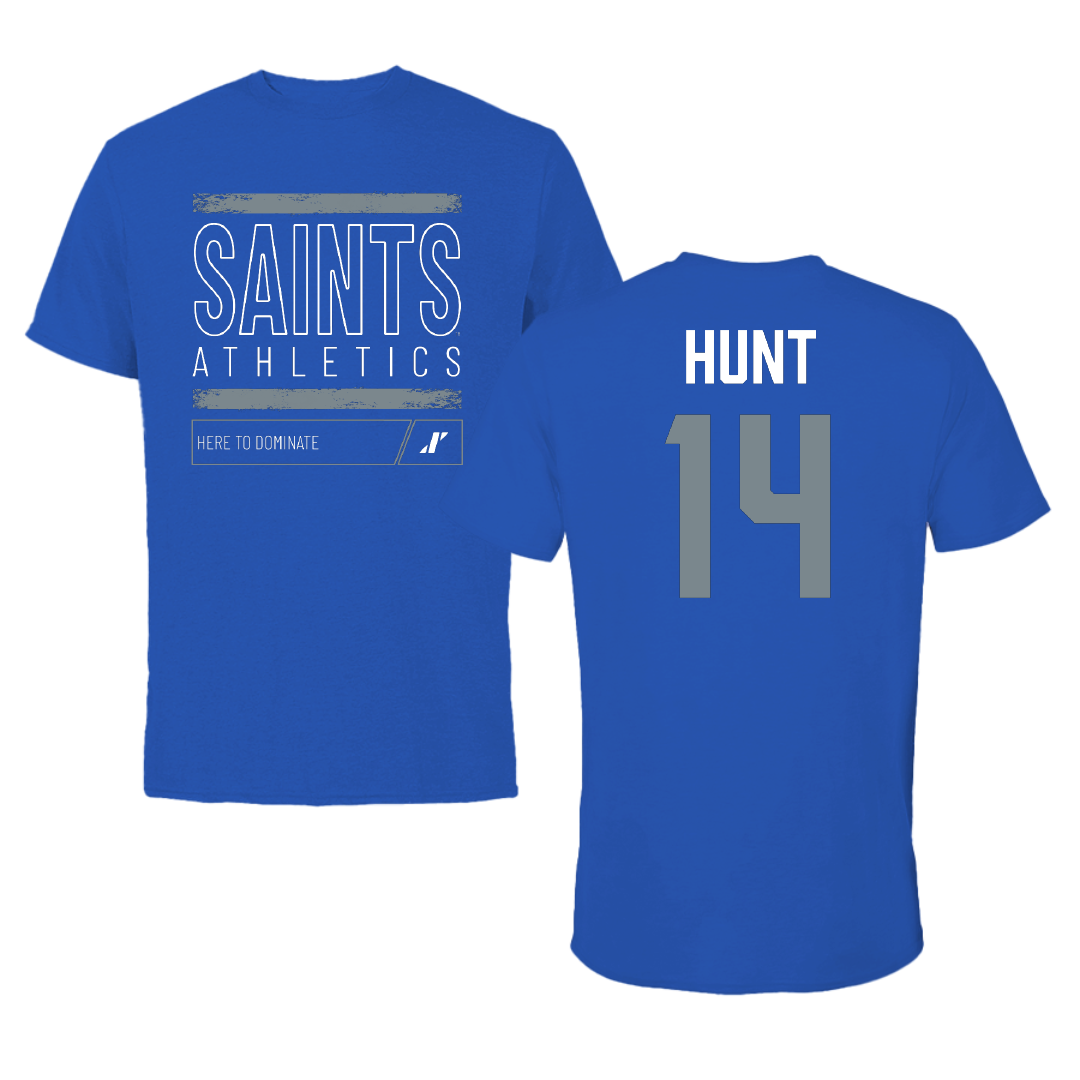 Thomas More University Basketball Blue Dominate Performance Tee - #14 Morgan Hunt