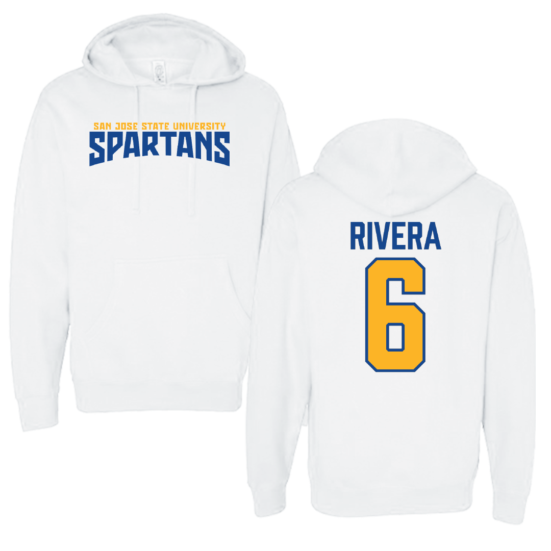 San Jose State University Soccer White Classic Hoodie - #6 Gilberto Rivera