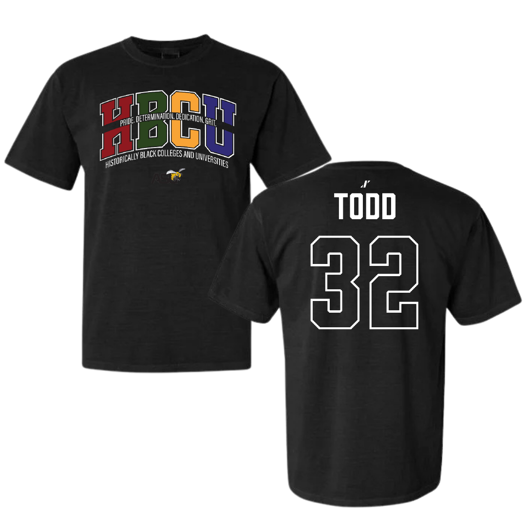 Alabama State University Football Black HBCU Comfort Colors Tee - #32 Azariel Todd
