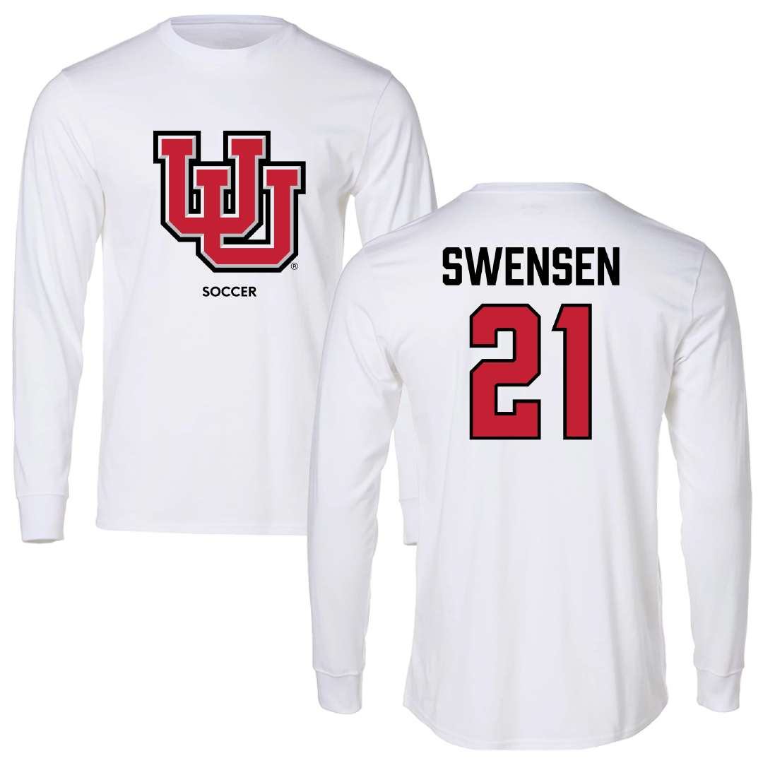 University of Utah Soccer (W) White Block Long Sleeve - #21 Ali Swensen
