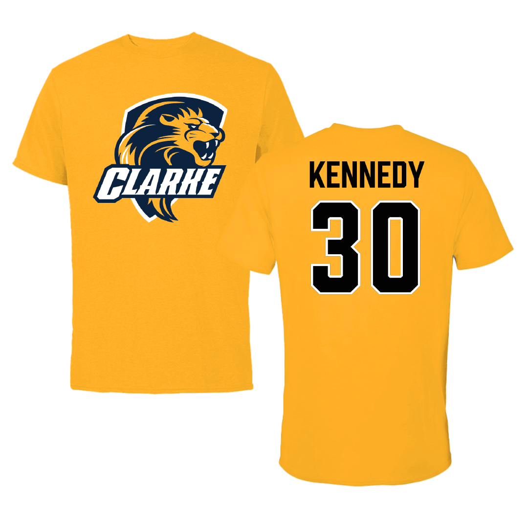 Clarke University Basketball Gold Tee - #30 Zoe Kennedy