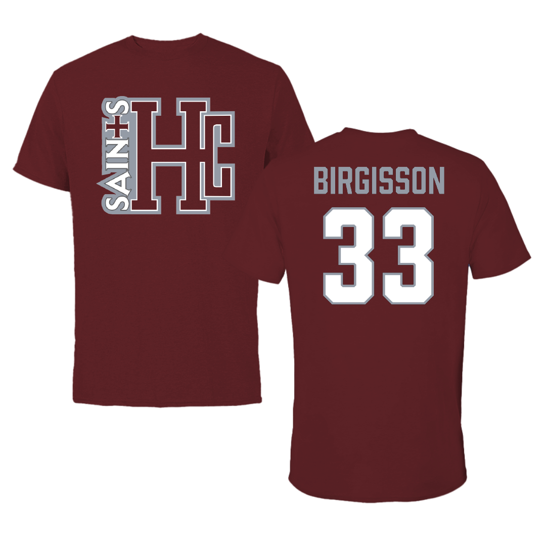 Holy Cross College Basketball (M) Maroon Tee - #33 Karl Birgisson