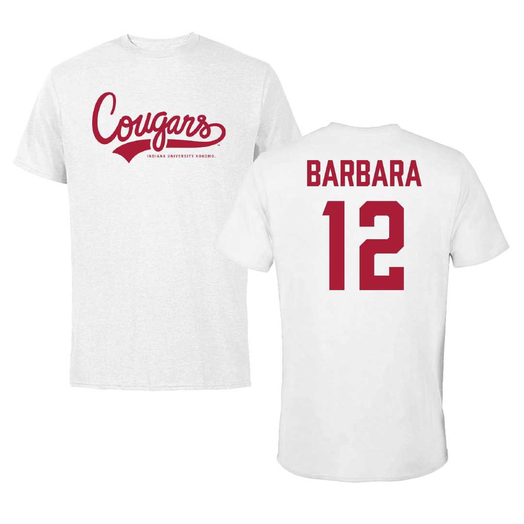 Indiana University Kokomo Basketball (M) White Performance Tee - #12 Jaylen Barbara