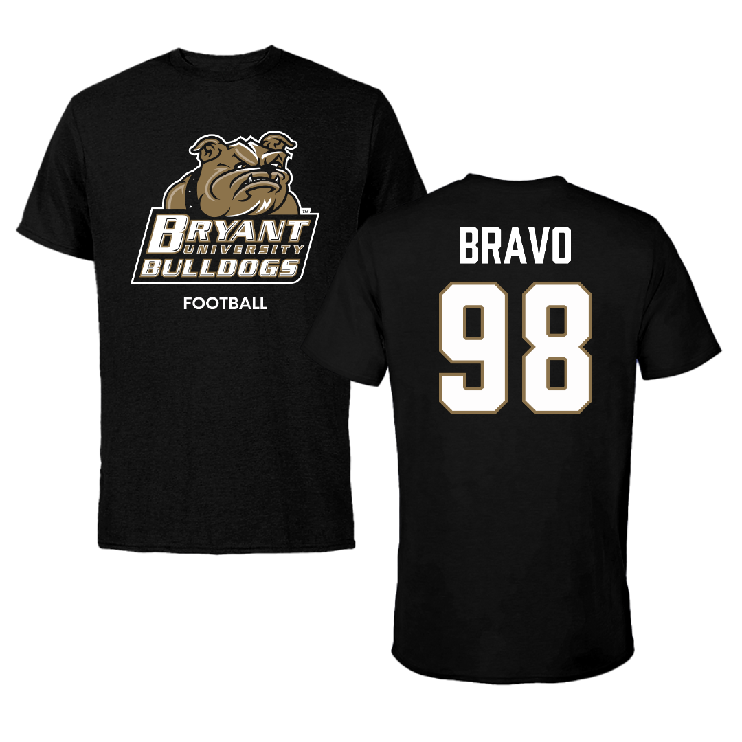 Bryant University Football Black Performance Tee - #98 Gustavo Bravo