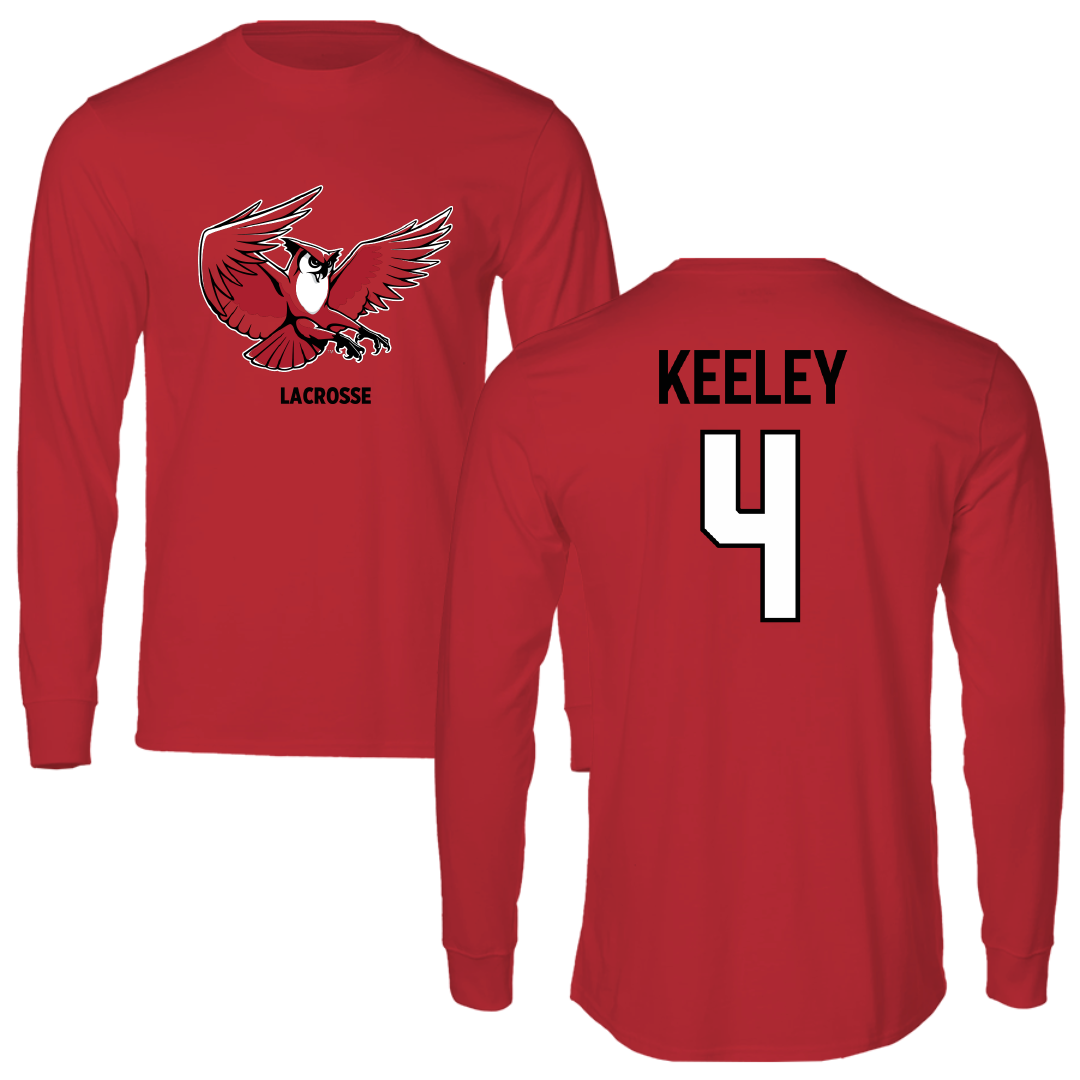 Keene State College Lacrosse (M) Red Performance Long Sleeve - #4 Owen Keeley