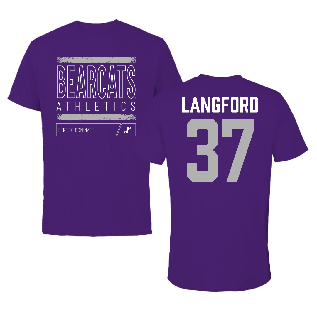 Southwest Baptist University Baseball Purple Dominate Tee - #37 Cade Langford