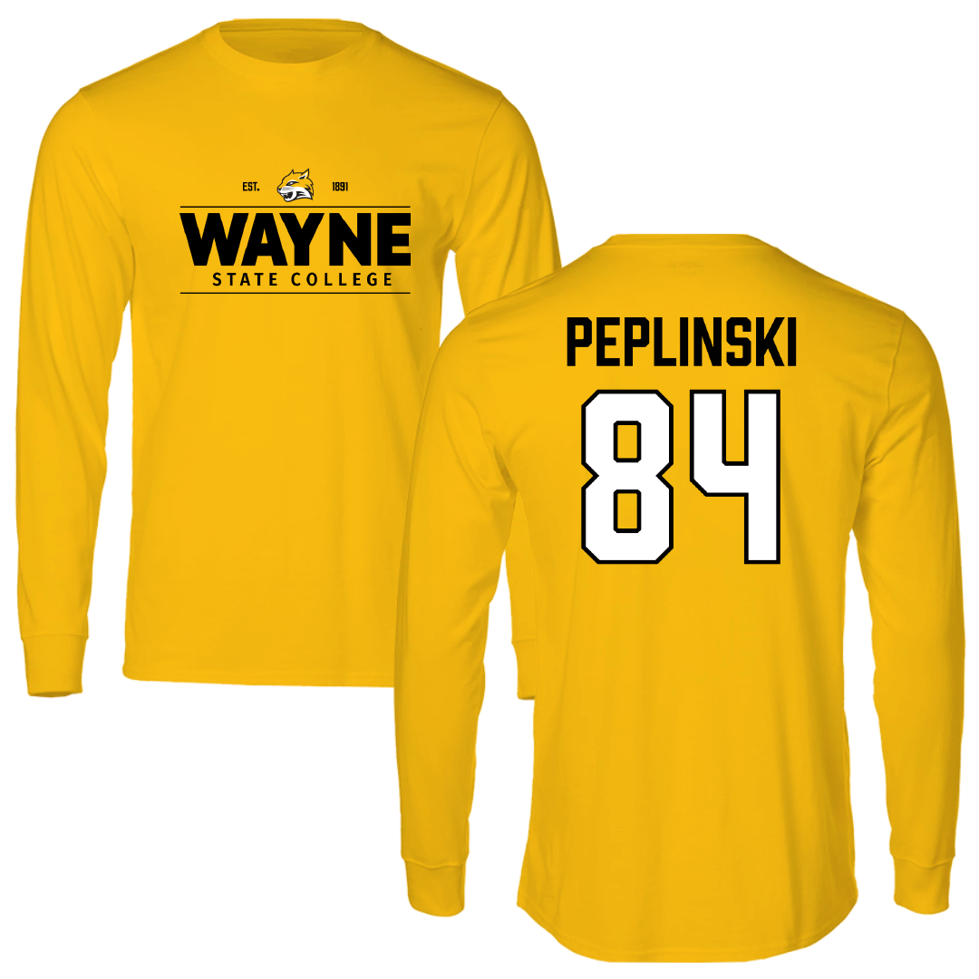 Wayne State College (Nebraska) Football Gold General Performance Long Sleeve - #84 Daniel Peplinski