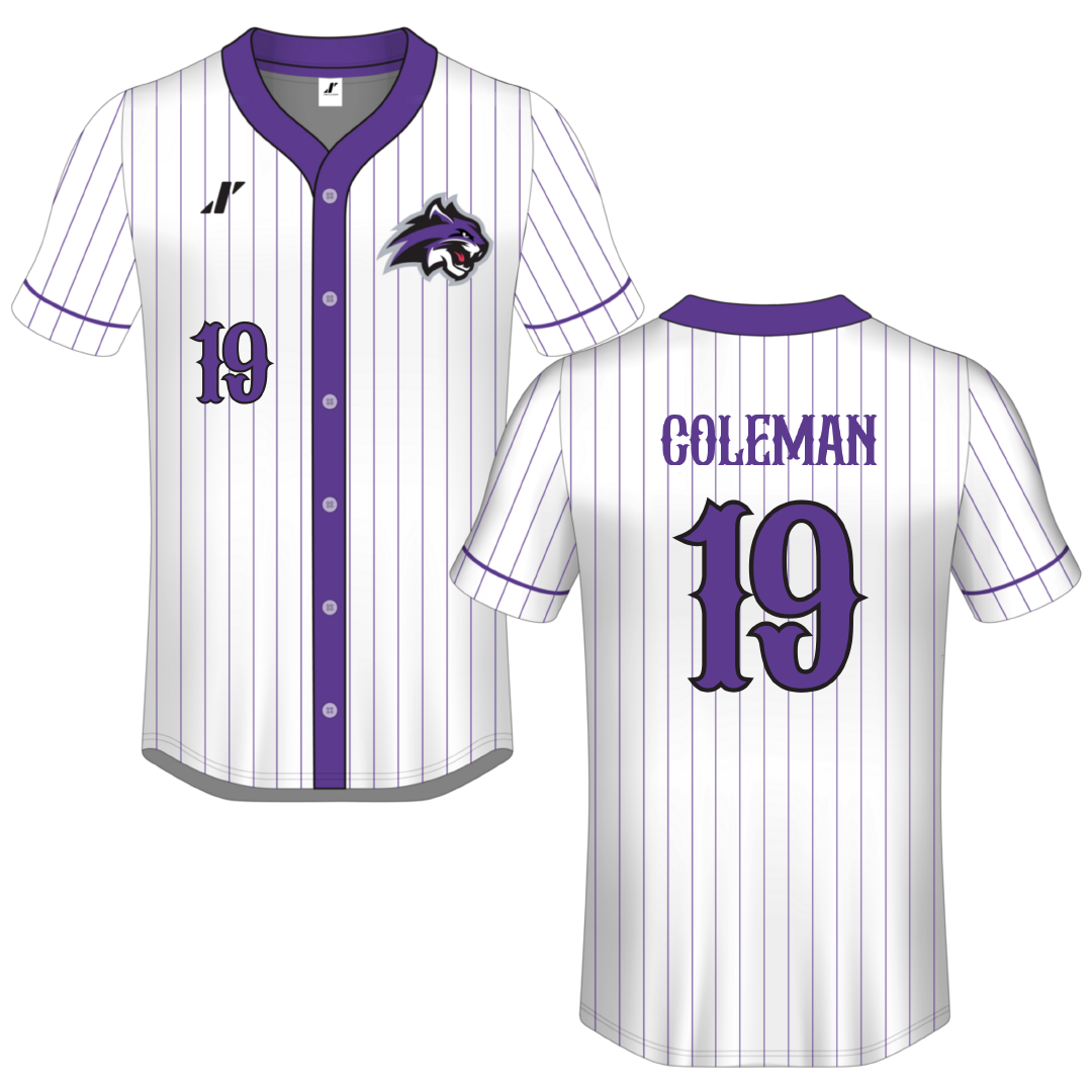 Wiley University White Pinstripe Button-Down Jersey - #19 Adriauna Coleman