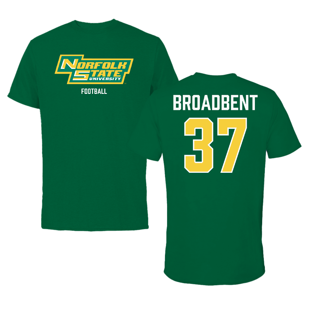 Norfolk State University Football Green Tee - #37 Kaleb Broadbent