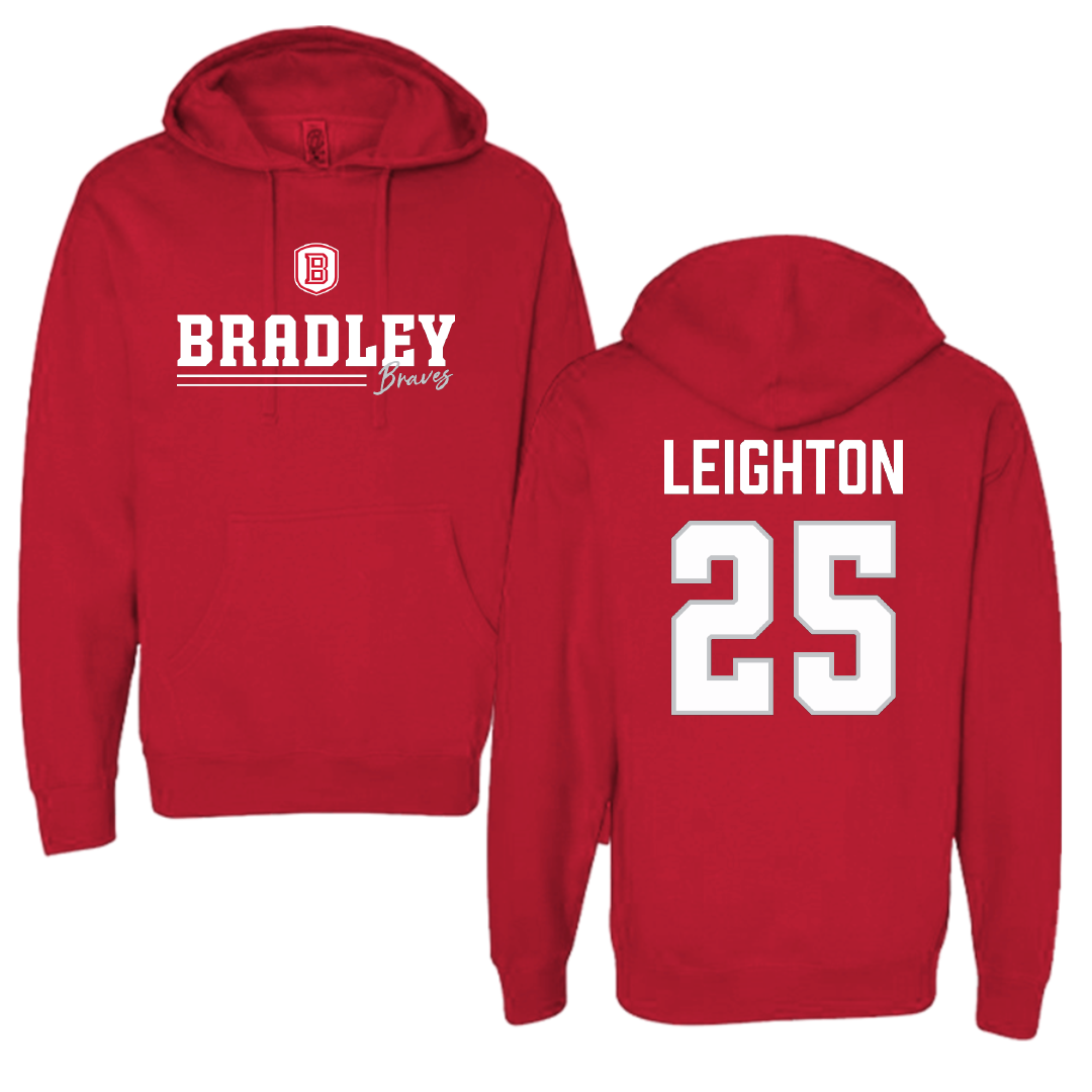 Bradley University Baseball Red General Hoodie - #25 Cal Leighton