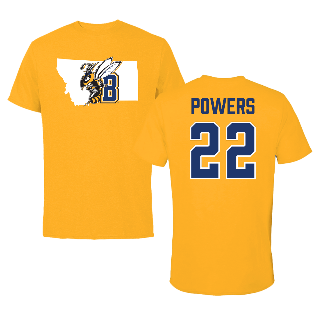 Montana State University Billings Soccer Gold State Tee - #22 Briel Powers