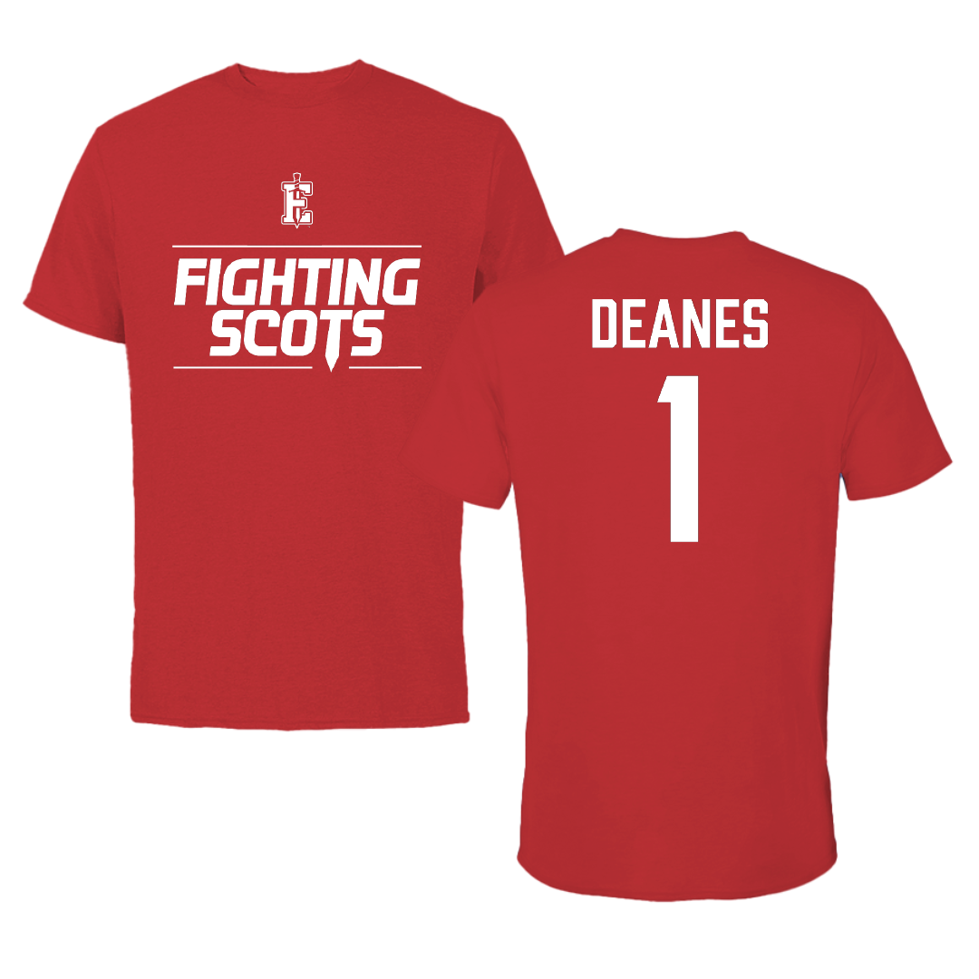 PennWest Edinboro Football Red General Tee - #1 Nate Deanes