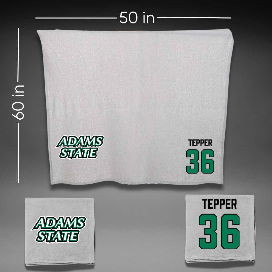 Adams State University Lacrosse Gray Blanket - #36 Nolan Tepper