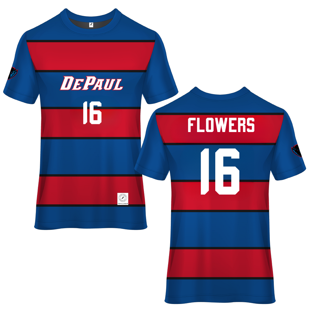DePaul University Blue Soccer Jersey - #16 Tyler Flowers