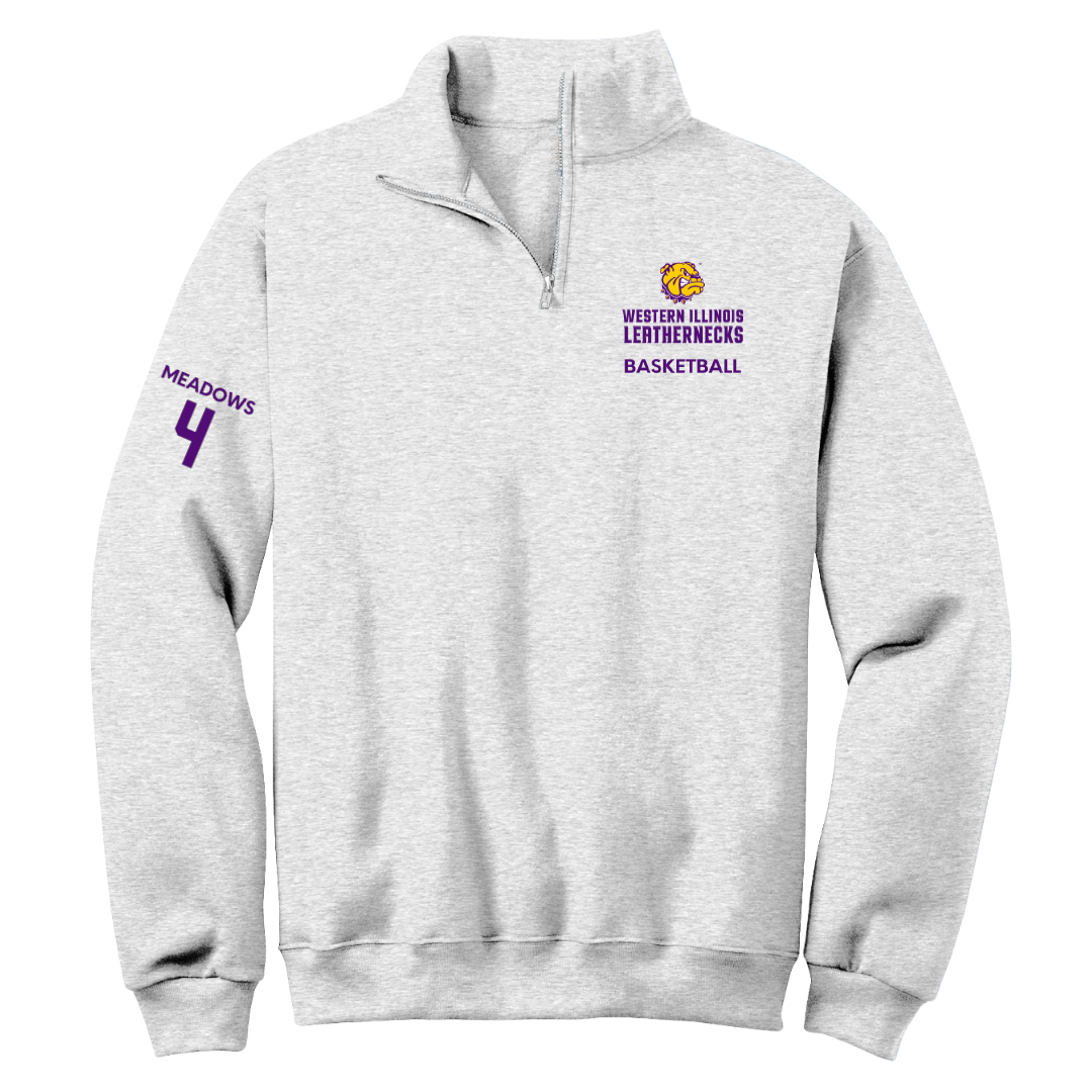 Western Illinois University Basketball (W) Light Gray Quarter-Zip - #4 Allie Meadows