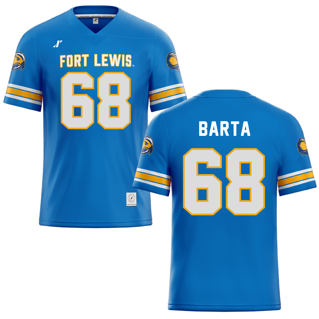 Fort Lewis College Blue Football Jersey - #68 Eli Barta