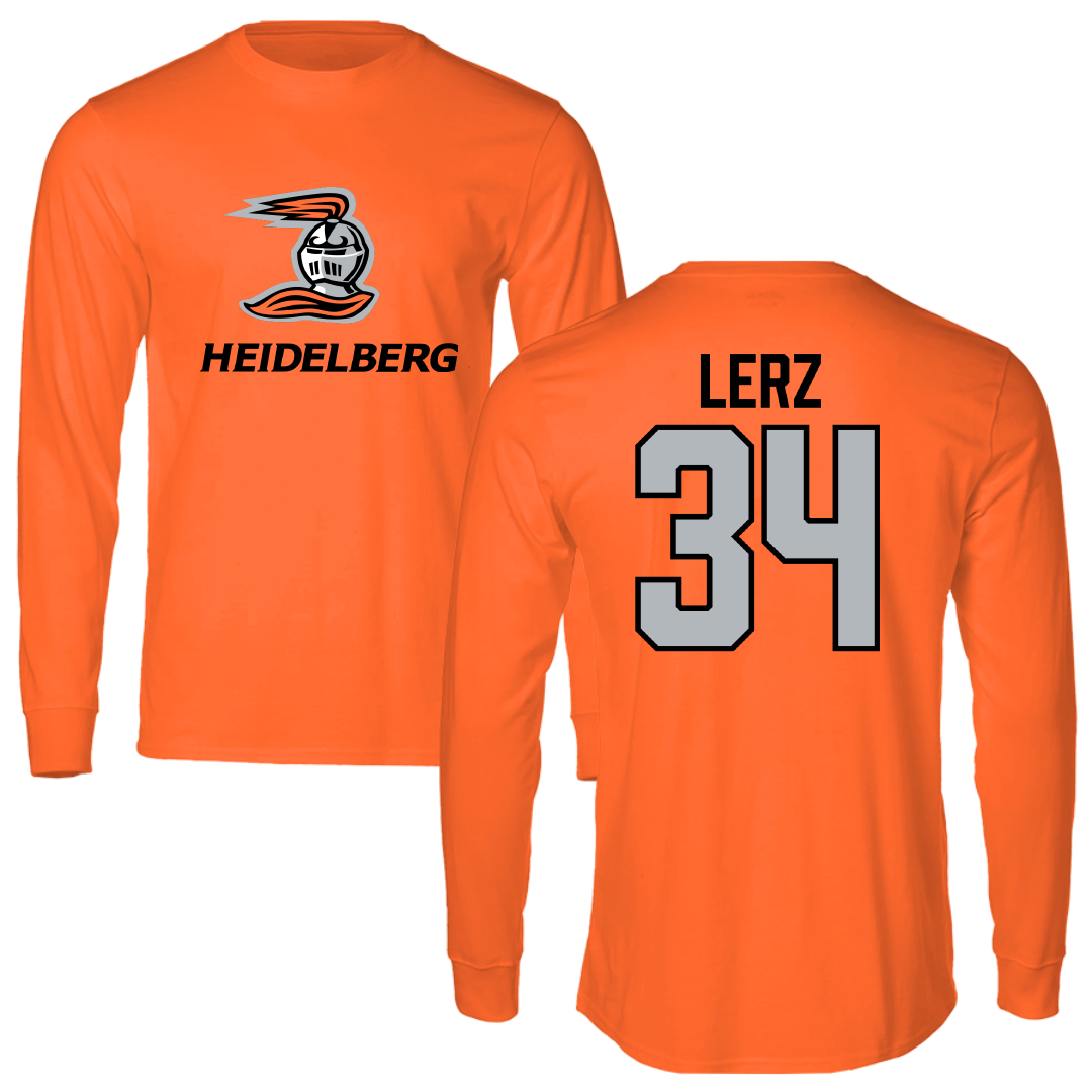 Heidelberg University Baseball Orange Performance Long Sleeve - #34 Ashton Lerz