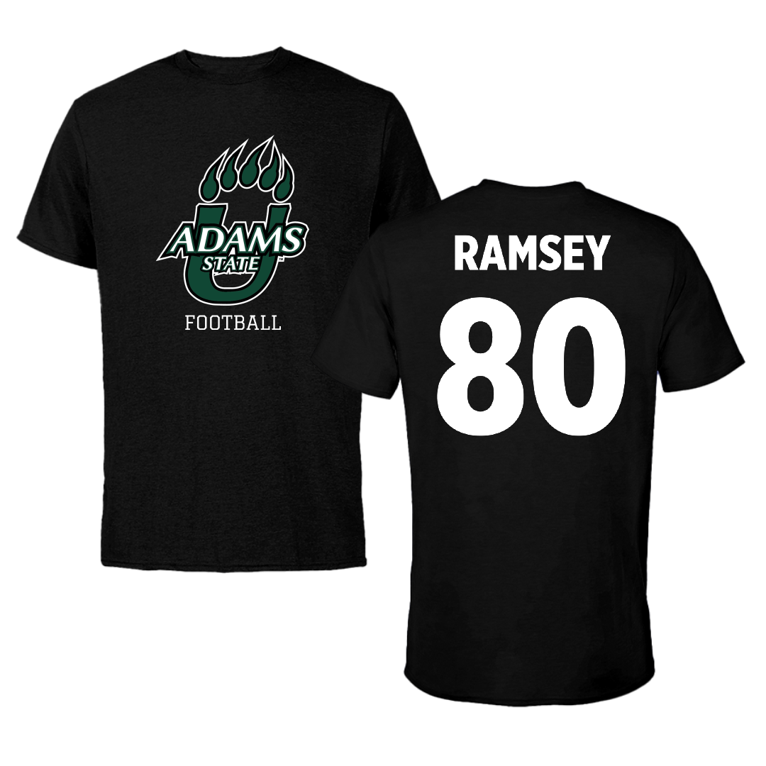 Adams State University Football Black State Tee - #80 Damarian Ramsey
