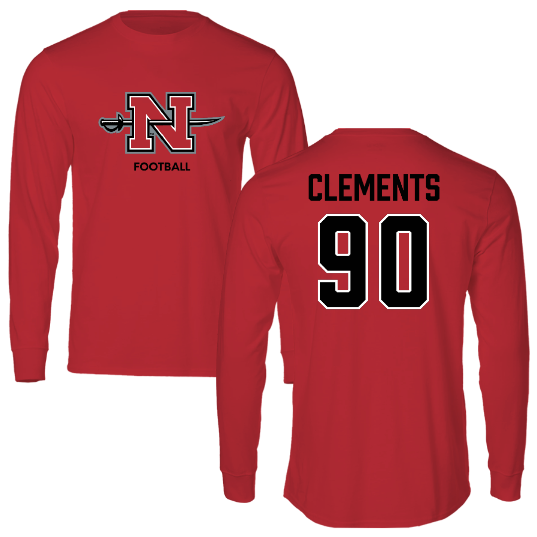 Nicholls State University Football Red Mascot Performance Long Sleeve - #90 Aidan Clements