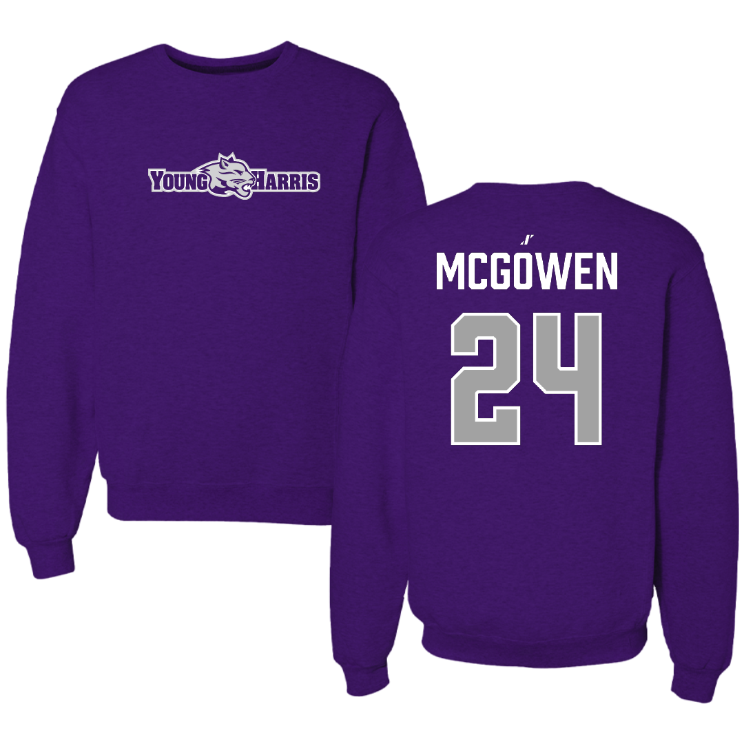 Young Harris College Lacrosse (M) Purple Crewneck - #24 Aidan McGowen