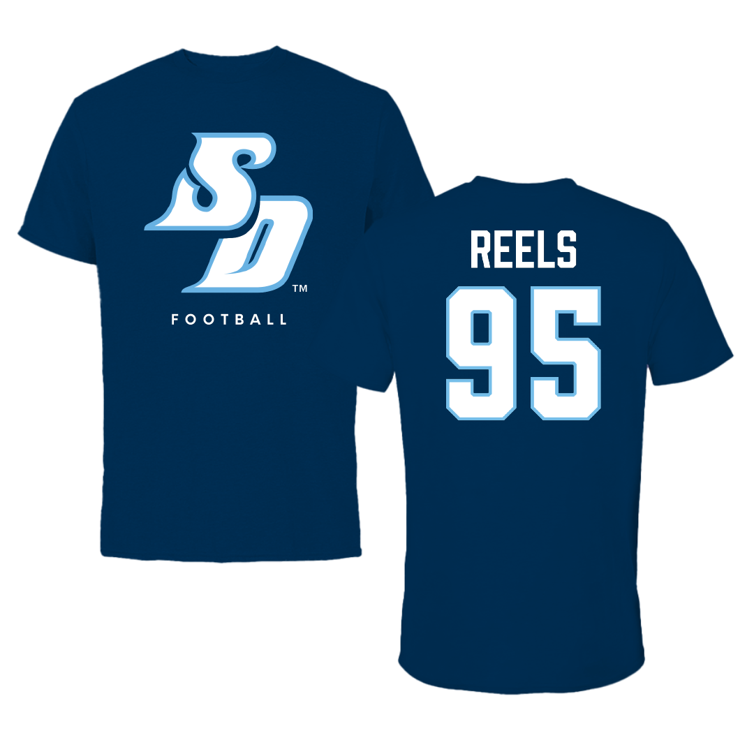 University of San Diego Football Navy Performance Tee - #95 Jae’Von Reels