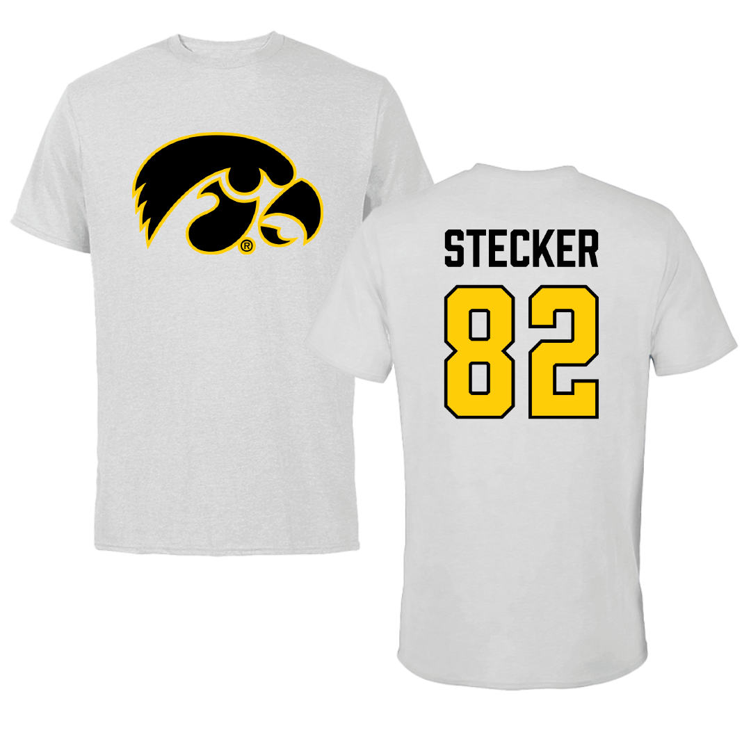 University of Iowa Football Light Gray Tee - #82 Dylan Stecker