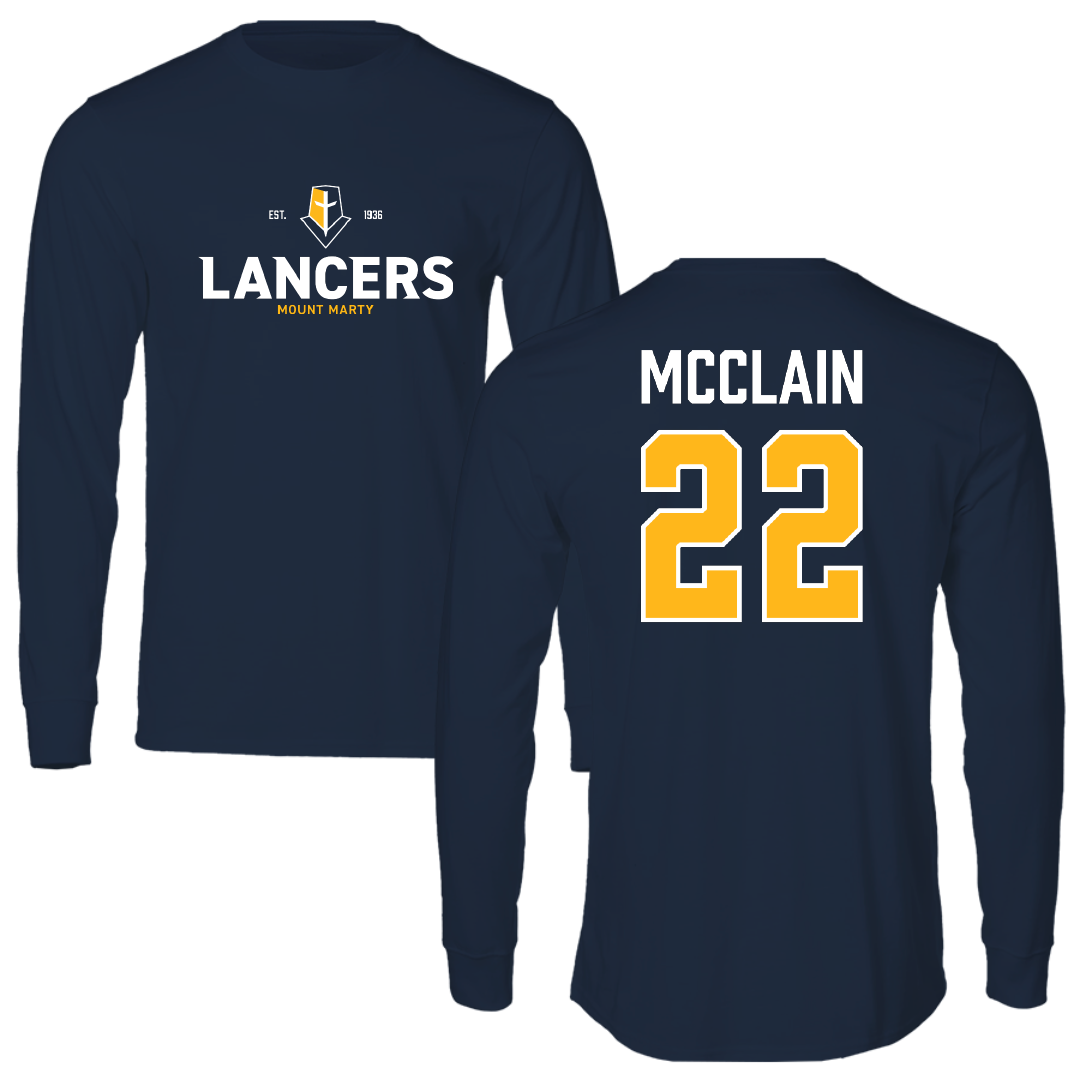 Mount Marty University Football Navy General Long Sleeve - #22 Brayden McClain