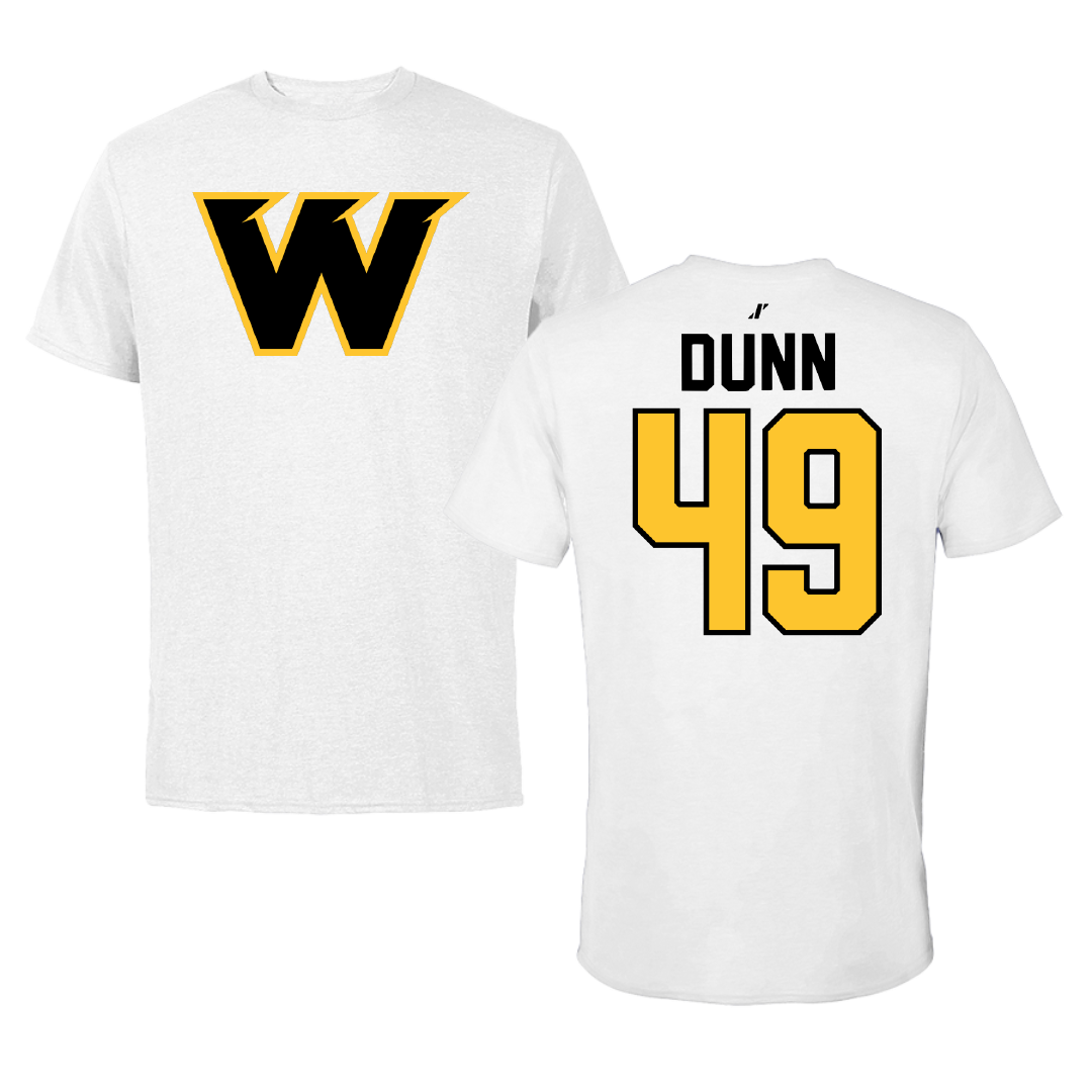 Wayne State College (Nebraska) Football White Performance Tee - #49 Parker Dunn
