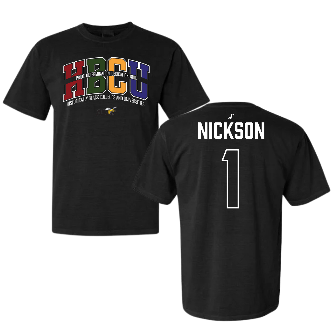 Alabama State University Football Black HBCU Comfort Colors Tee - #1 Willie Nickson
