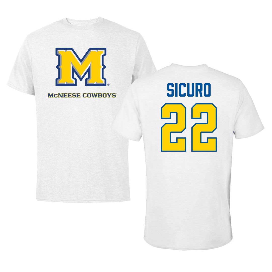 McNeese State University Softball White Performance Tee - #22 Cassidy Sicuro