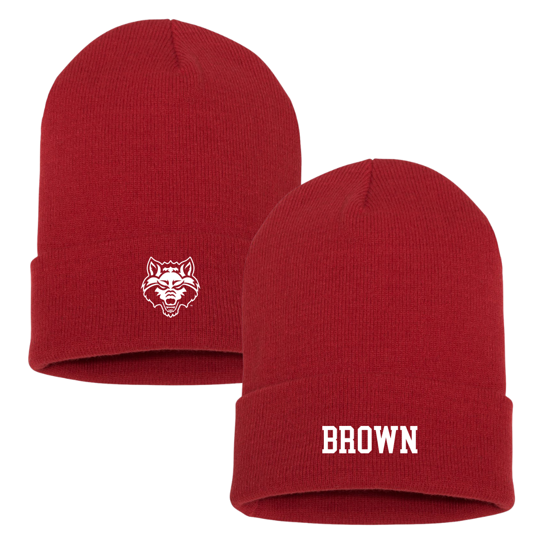 Arkansas State University Basketball (W) Red Beanie - #0 Shaunae Brown